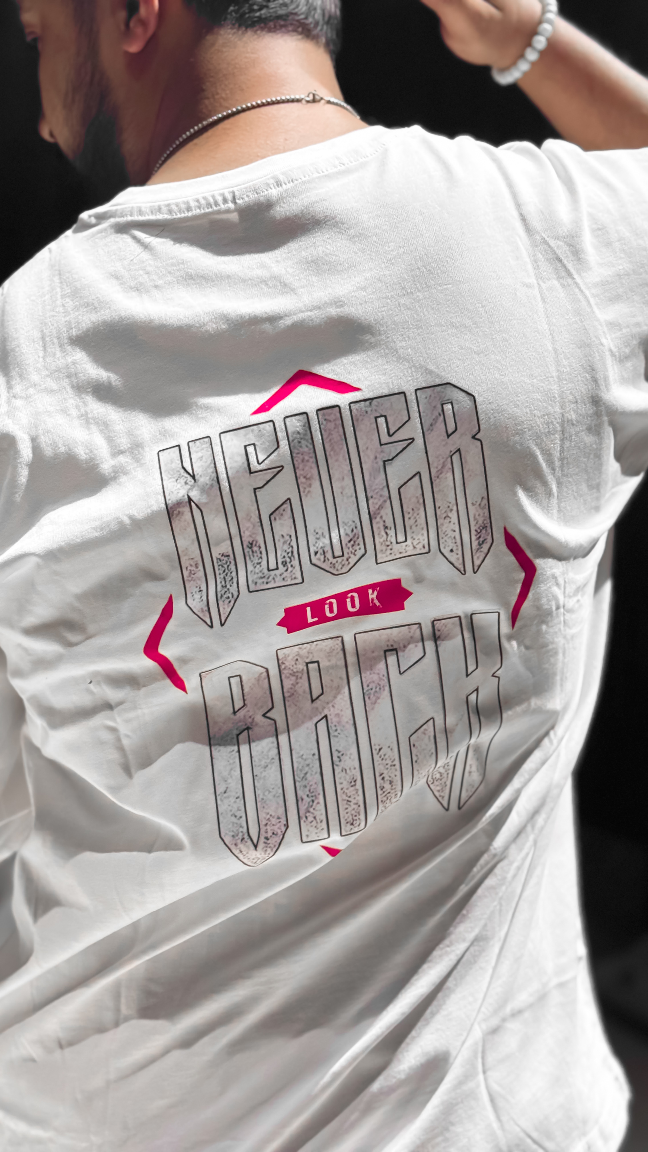 White Drop Shoulder T-shirt DTF Print