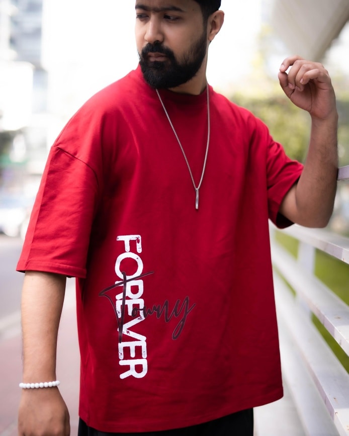 Maroon Drop Shoulder T-shirt DTF Print