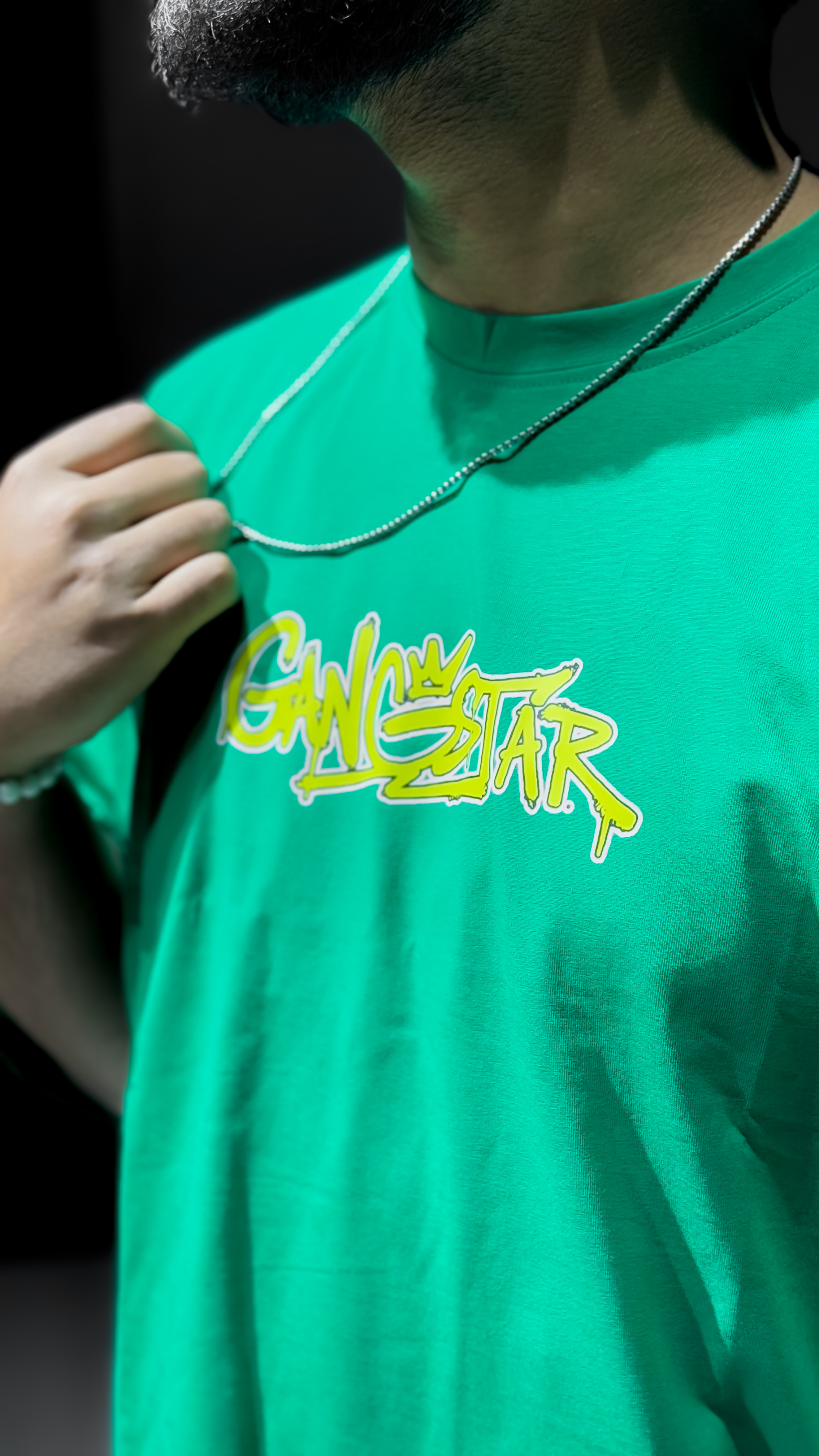 Green Drop Shoulder T-shirt DTF Print